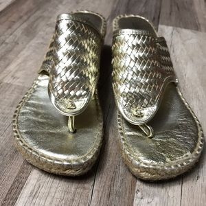 Gold wedge sandals